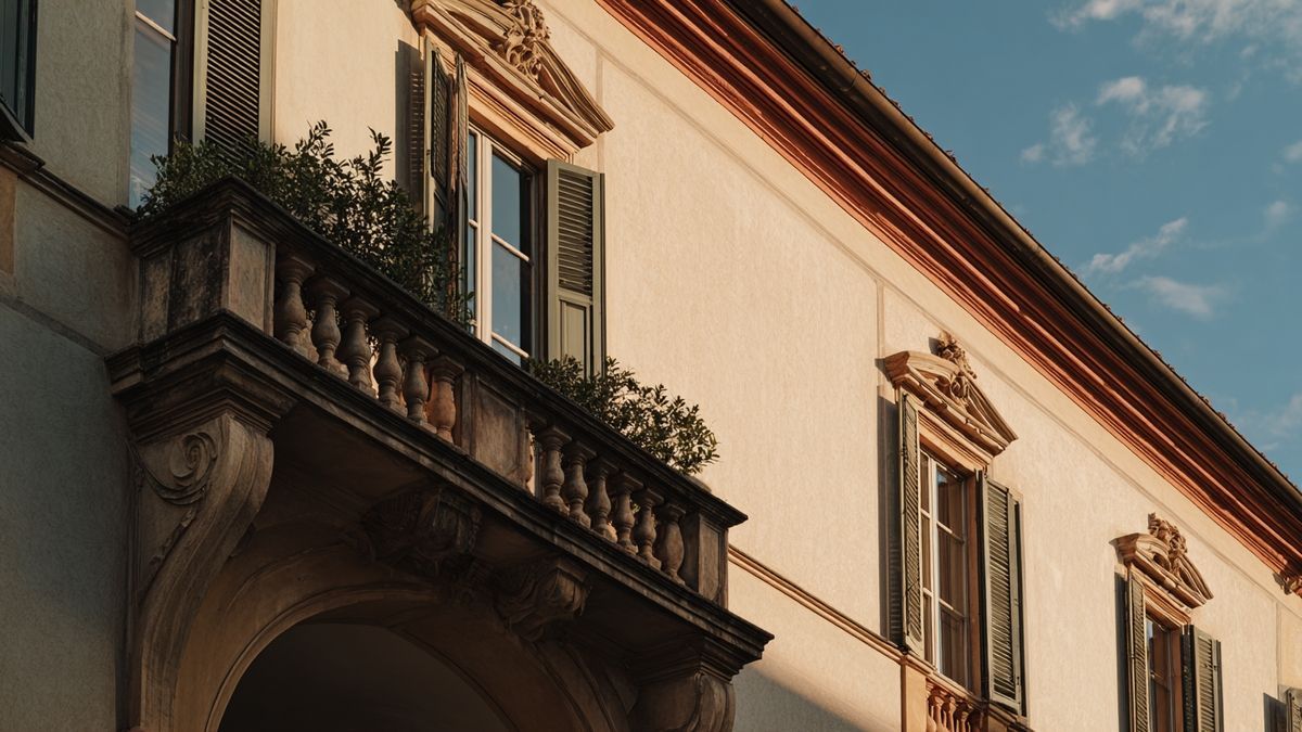 Elementi architettonici italiani classici mostrati in un edificio per futuri acquirenti.
