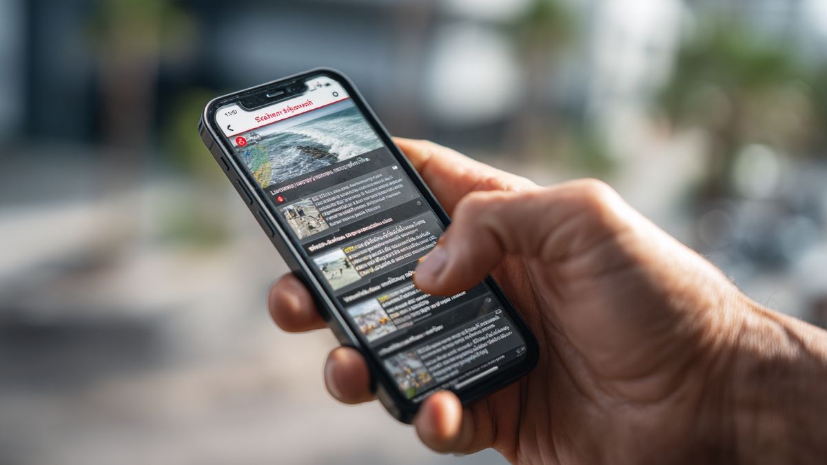 Smartphone displaying tsunami evacuation routes and safety tips for Phuket.