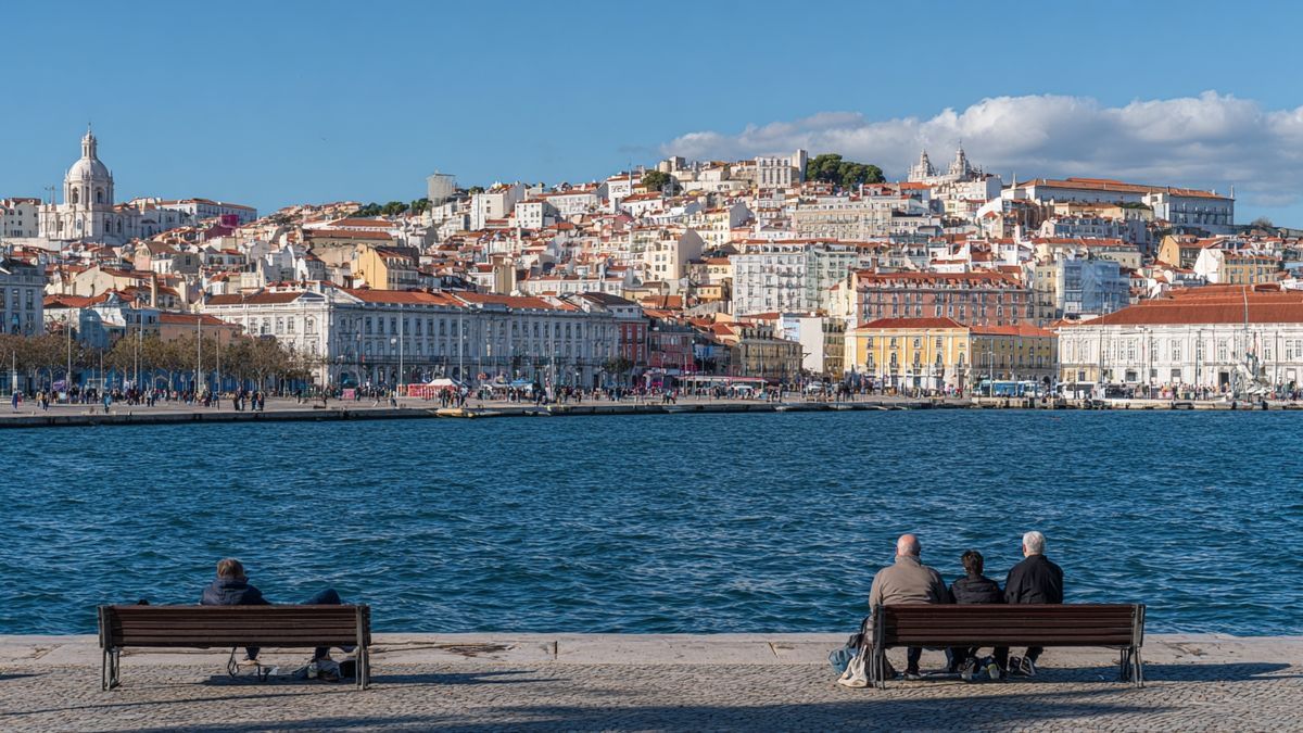 Families enjoying school breaks with a picturesque Lisbon skyline in the background